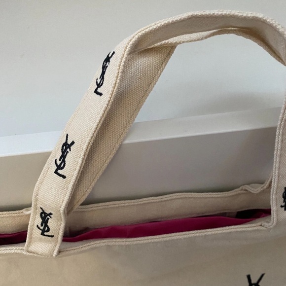 Yves Saint Laurent Parfum White Canvas Tote with Black Monogram/Embroidered - Picture 7 of 12